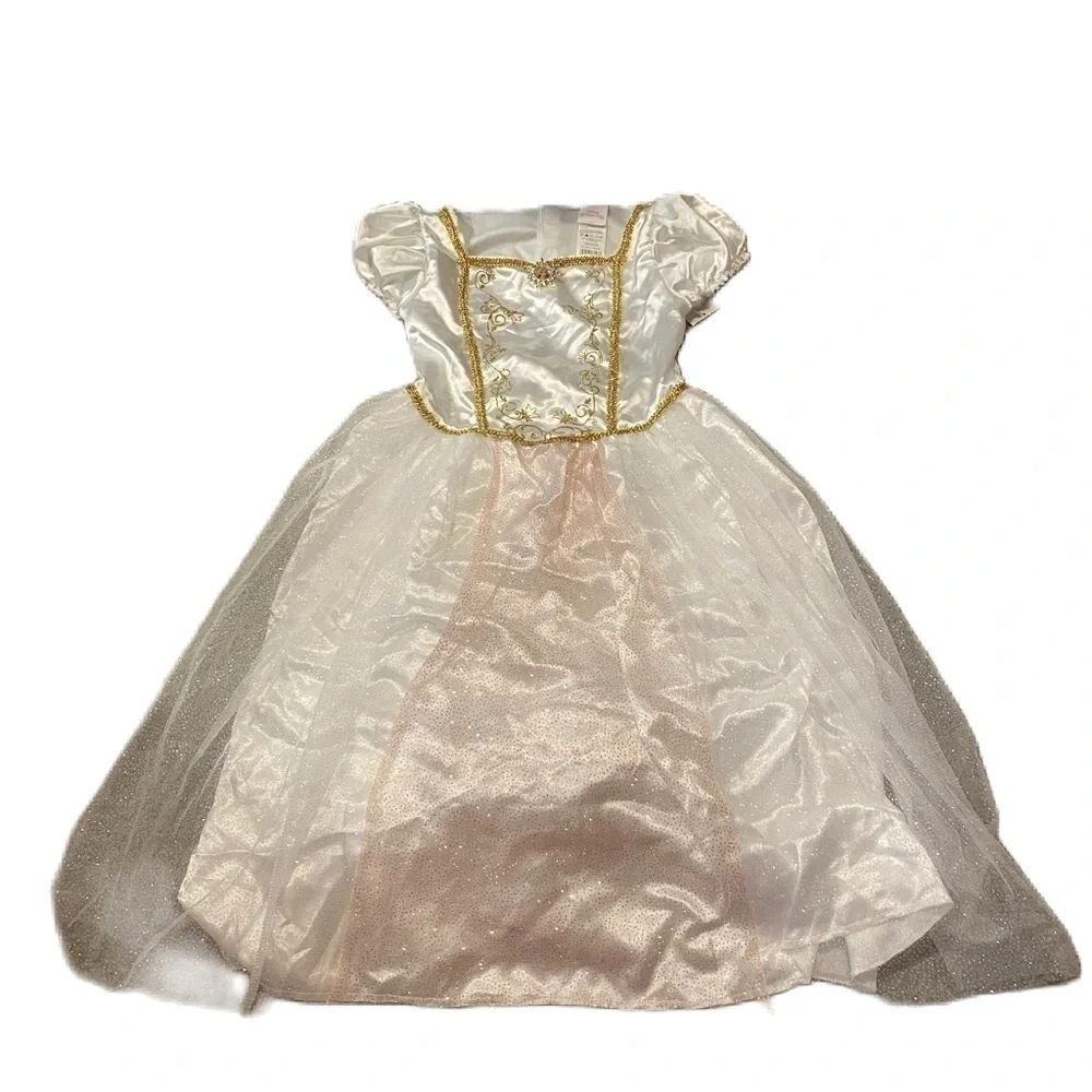 Disney Rapunzel Wedding Dress NEW Medium 8-10 White Gold Tulle Play Bride